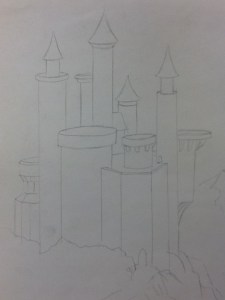 Step 1- laying out your design. ( using the techniques they just learned from drawing the Still Life. 